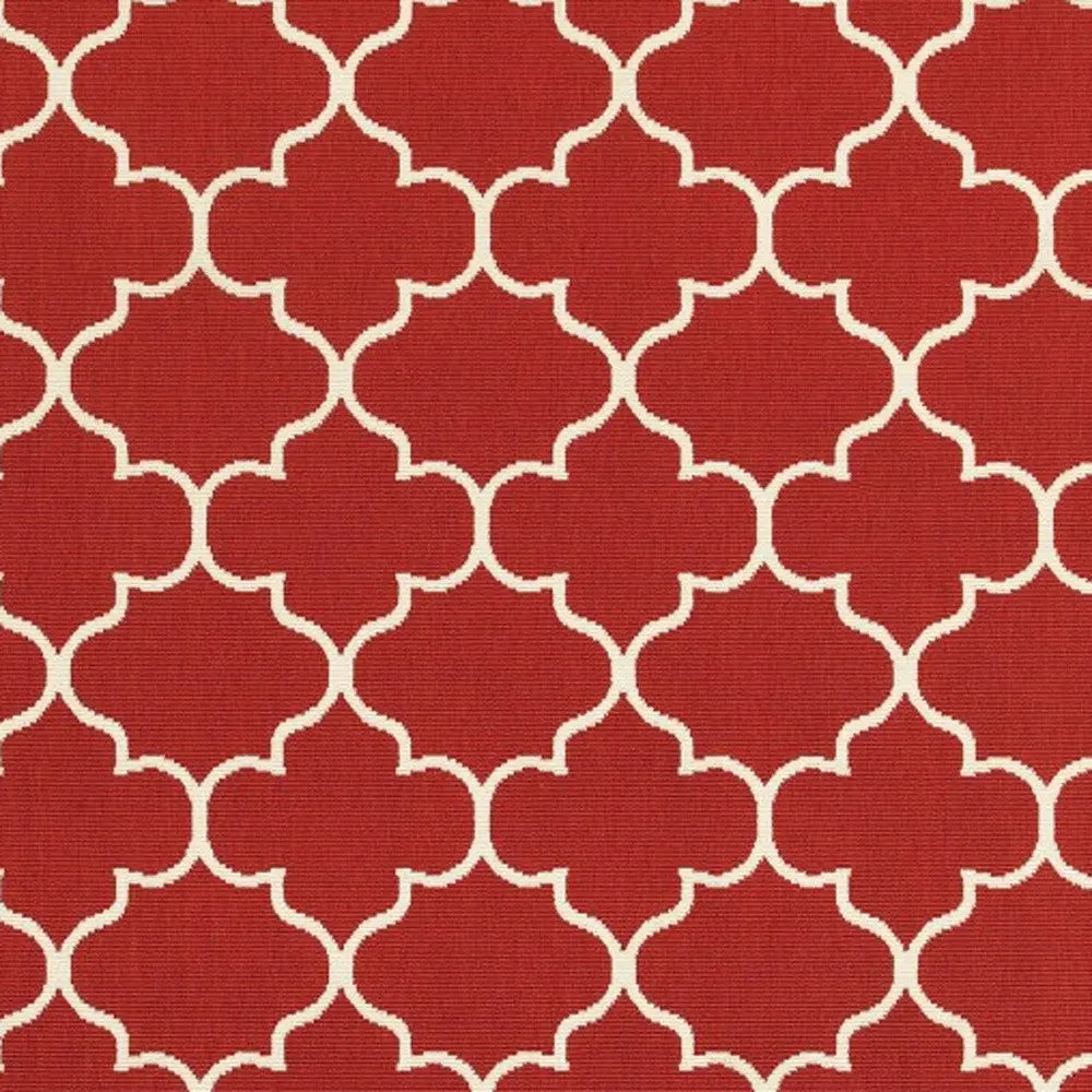 8' X 11' Red And Ivory Indoor Outdoor Area Rug Homeroots Outdoor