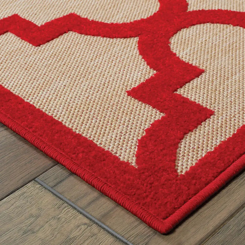 8' X 11' Red Geometric Stain Resistant Indoor Outdoor Area Rug Homeroots Outdoor