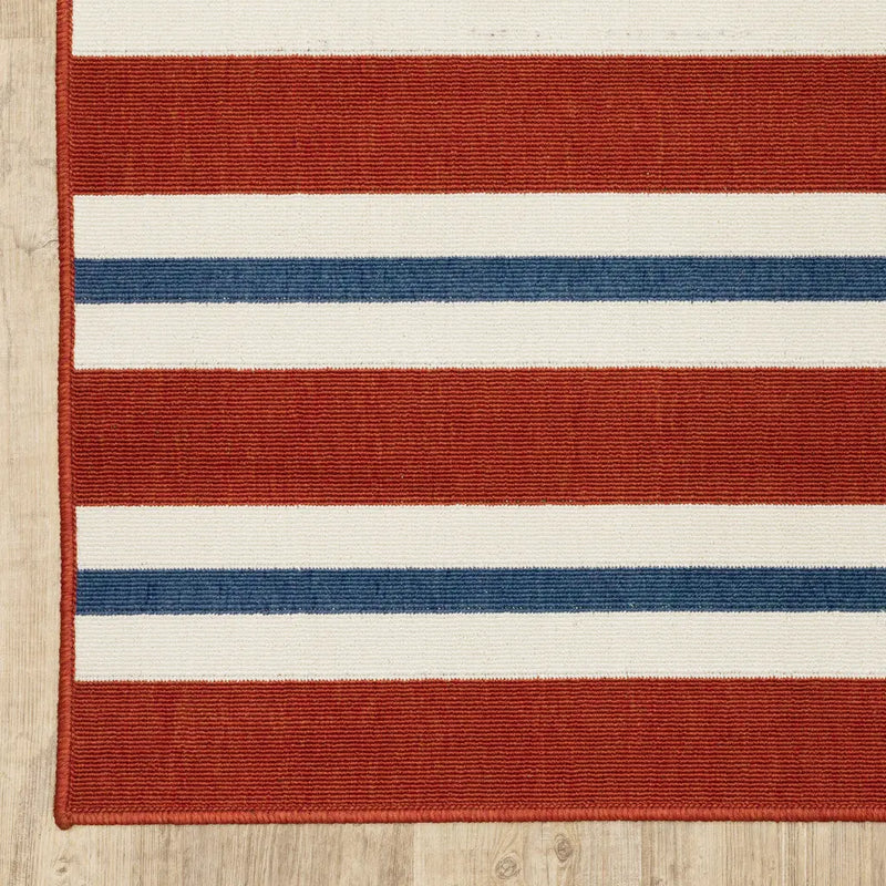 8' X 11' Red and Ivory Geometric Stain Resistant Indoor Outdoor Area Rug Homeroots Outdoor