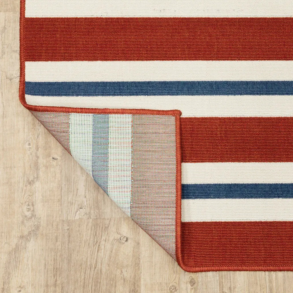 8' X 11' Red and Ivory Geometric Stain Resistant Indoor Outdoor Area Rug Homeroots Outdoor