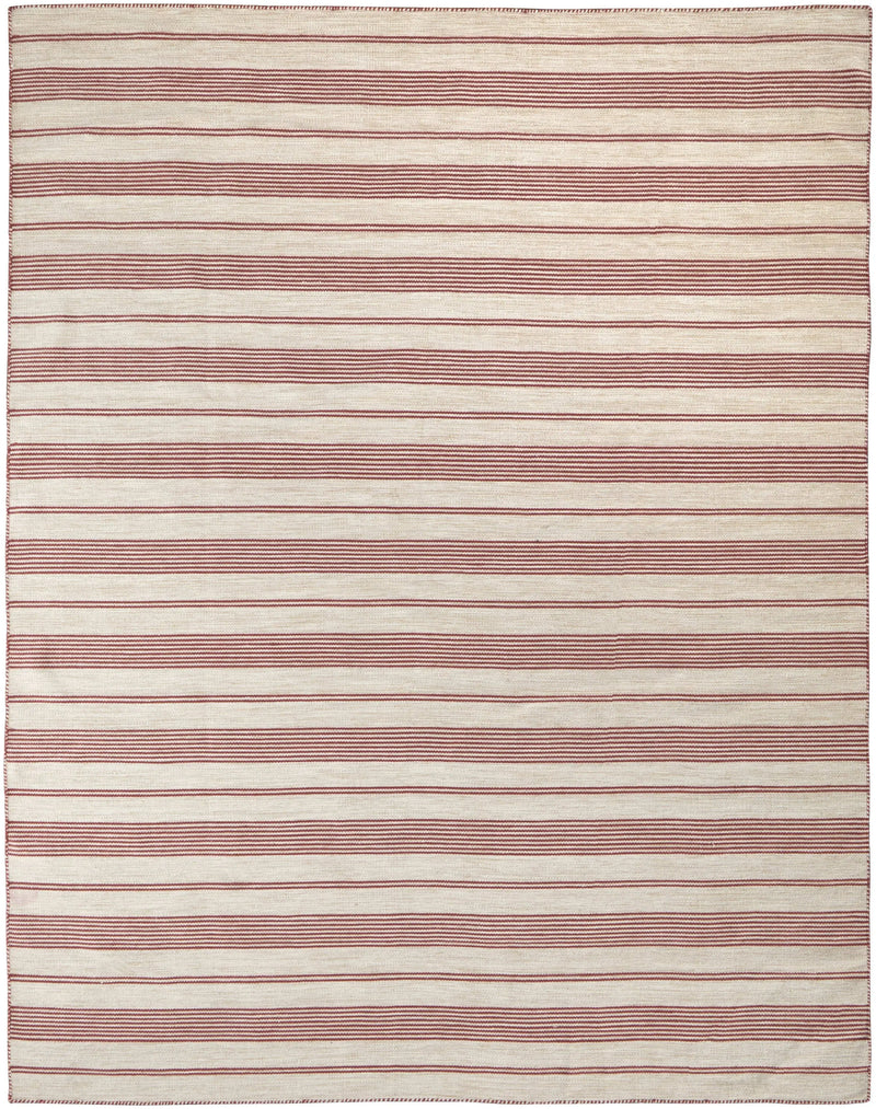 8' X 11' Red and Ivory Striped Hand Woven Area Rug Homeroots Outdoor