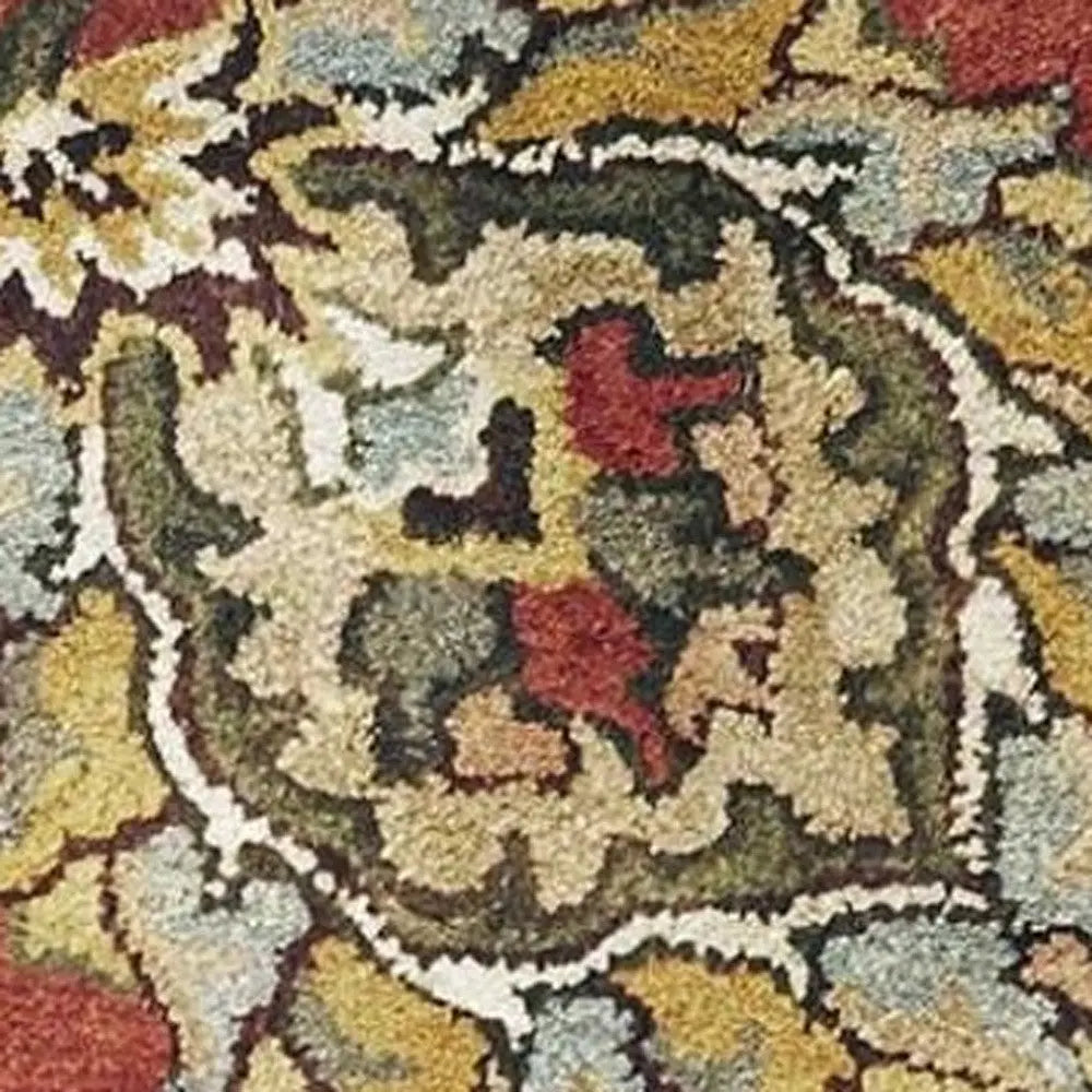 8' X 11' Sienna Gold And Green New Zealand Lambs Wool Floral Vines Hand Tufted Area Rug Homeroots Home Decor