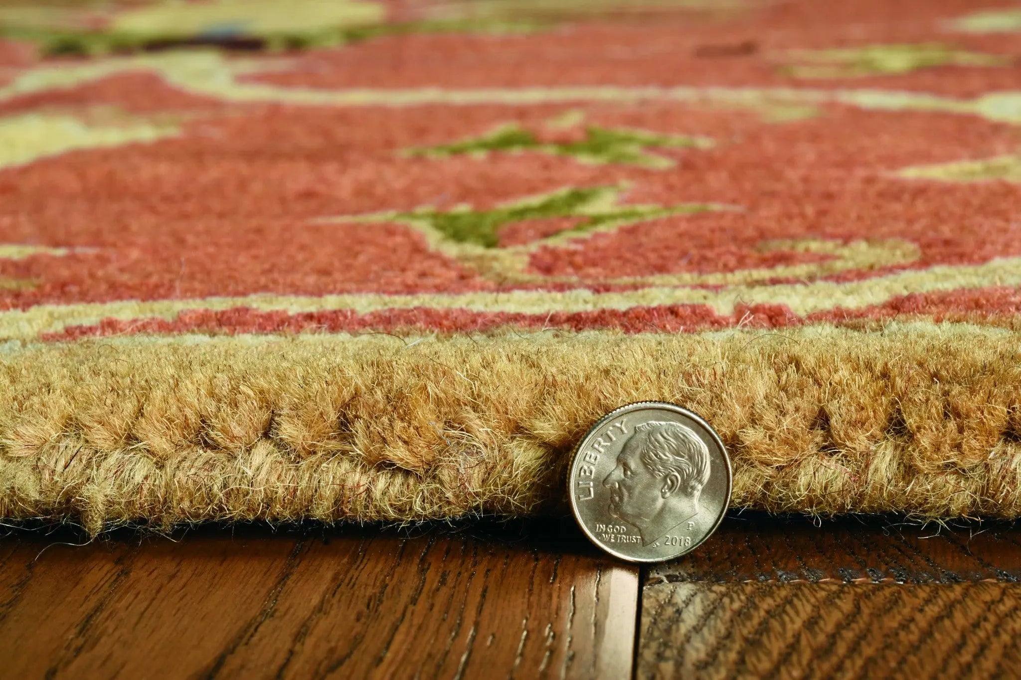 8' X 11' Sienna Gold And Green New Zealand Lambs Wool Floral Vines Hand Tufted Area Rug Homeroots Home Decor