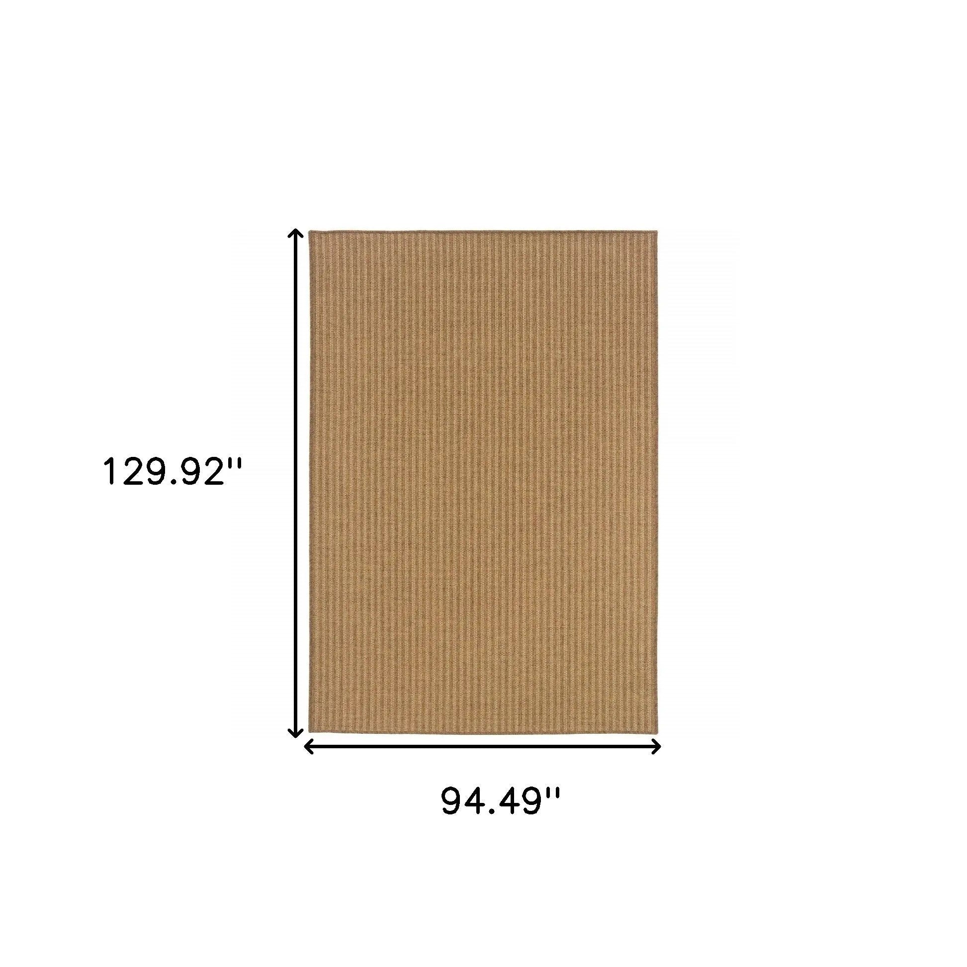 8' X 11' Tan Striped Stain Resistant Indoor Outdoor Area Rug Homeroots Outdoor