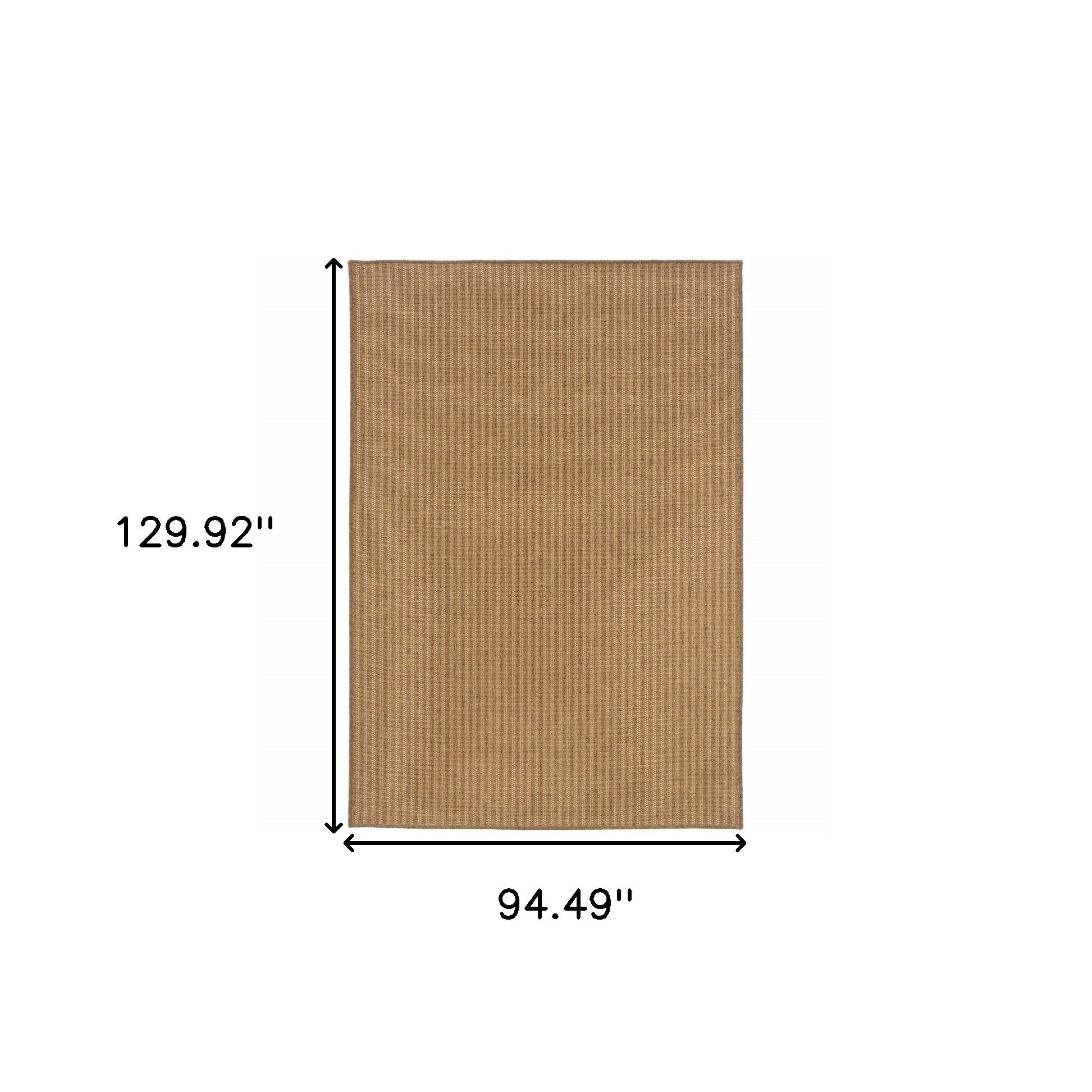 8' X 11' Tan Striped Stain Resistant Indoor Outdoor Area Rug Homeroots Outdoor