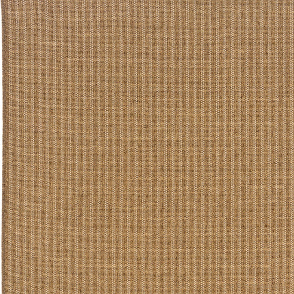 8' X 11' Tan Striped Stain Resistant Indoor Outdoor Area Rug Homeroots Outdoor