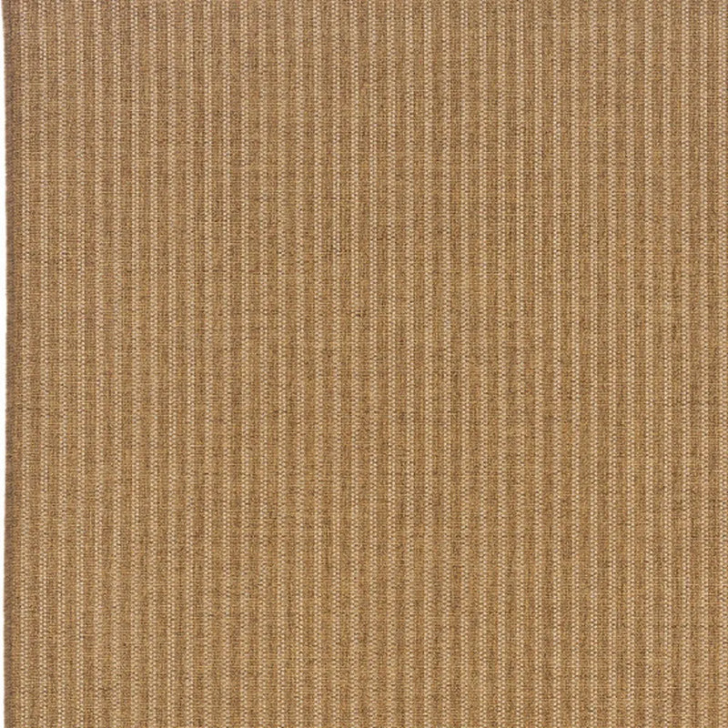 8' X 11' Tan Striped Stain Resistant Indoor Outdoor Area Rug Homeroots Outdoor
