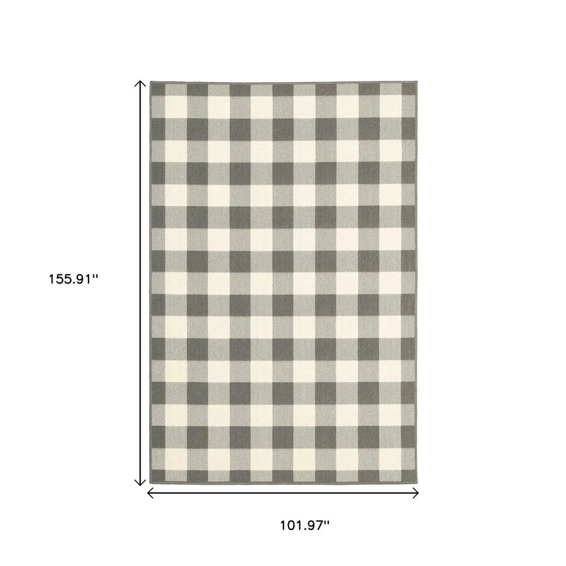 8' X 13' Gray And Ivory Indoor Outdoor Area Rug Homeroots Outdoor