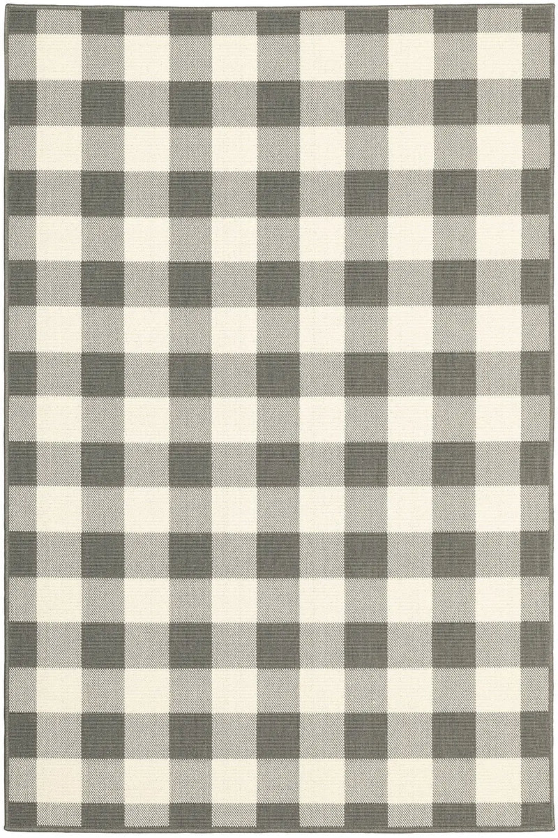 8' X 13' Gray And Ivory Indoor Outdoor Area Rug Homeroots Outdoor