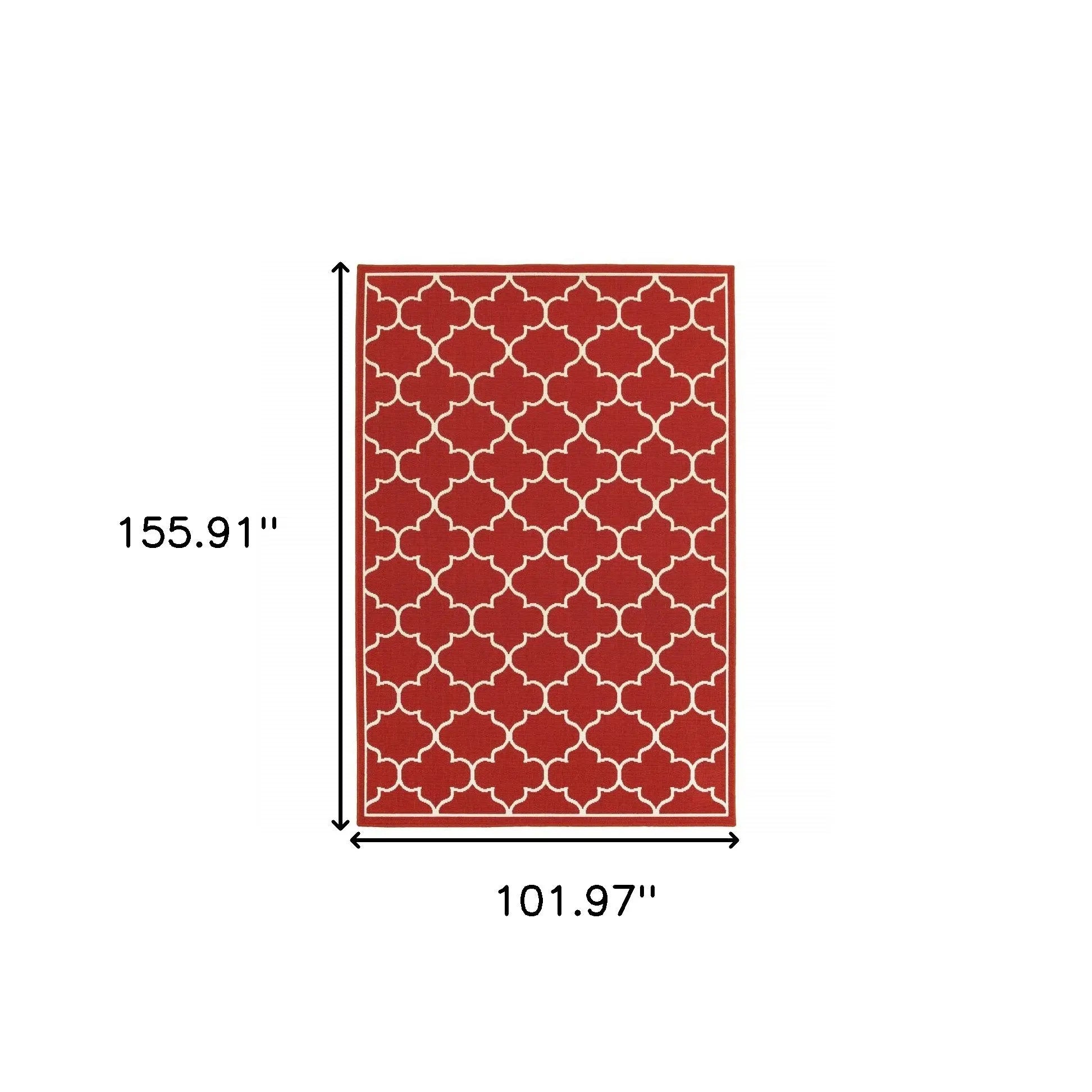 8' X 13' Red And Ivory Indoor Outdoor Area Rug Homeroots Outdoor