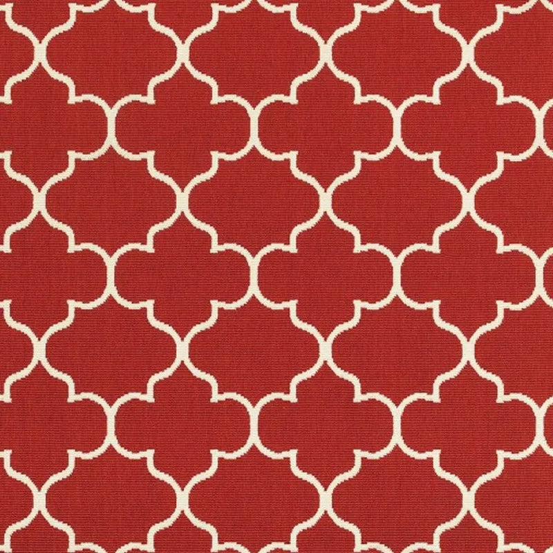 8' X 13' Red And Ivory Indoor Outdoor Area Rug Homeroots Outdoor