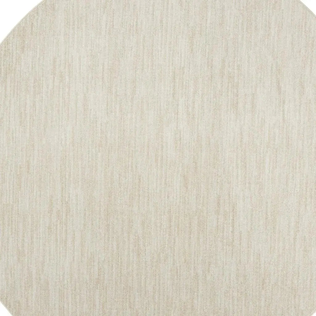 8' X 8' Beige And Ivory Round Indoor Outdoor Area Rug - GreatEagleInc