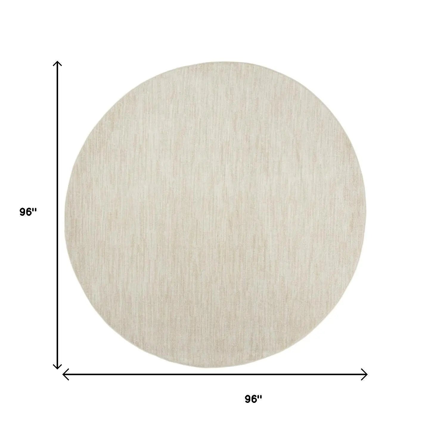 8' X 8' Beige And Ivory Round Indoor Outdoor Area Rug - GreatEagleInc