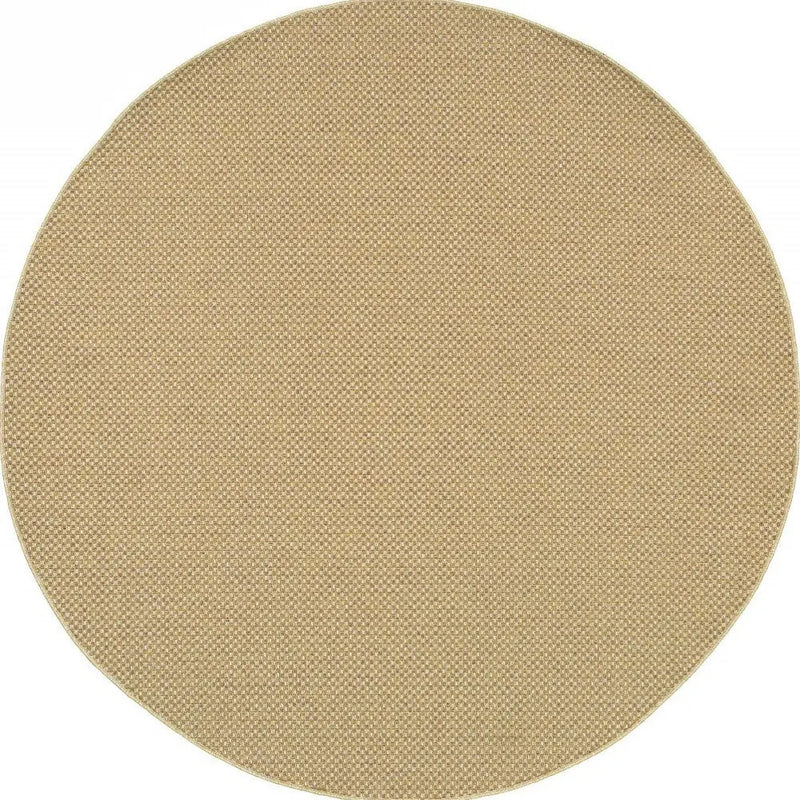 8' X 8' Beige Round Indoor Outdoor Area Rug Homeroots Outdoor