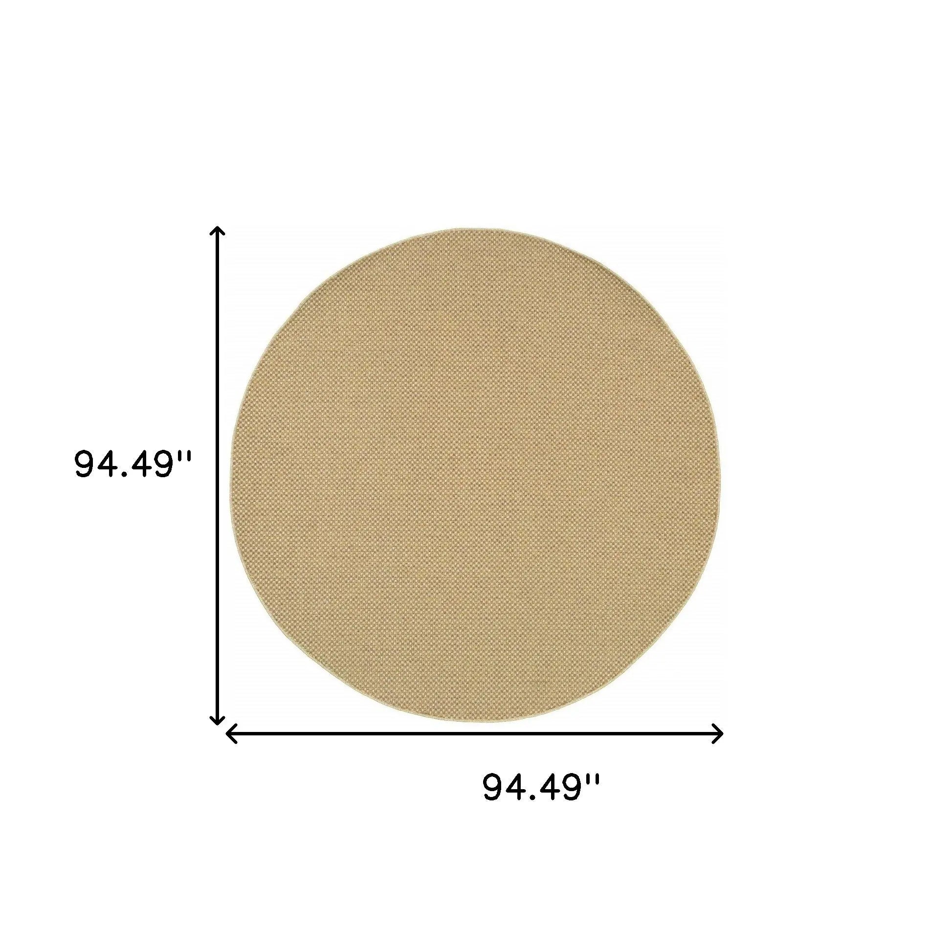 8' X 8' Beige Round Indoor Outdoor Area Rug Homeroots Outdoor