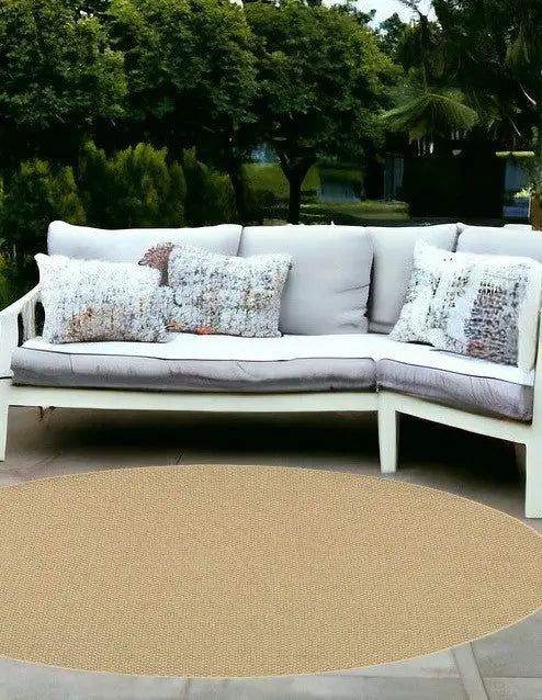 8' X 8' Beige Round Indoor Outdoor Area Rug Homeroots Outdoor