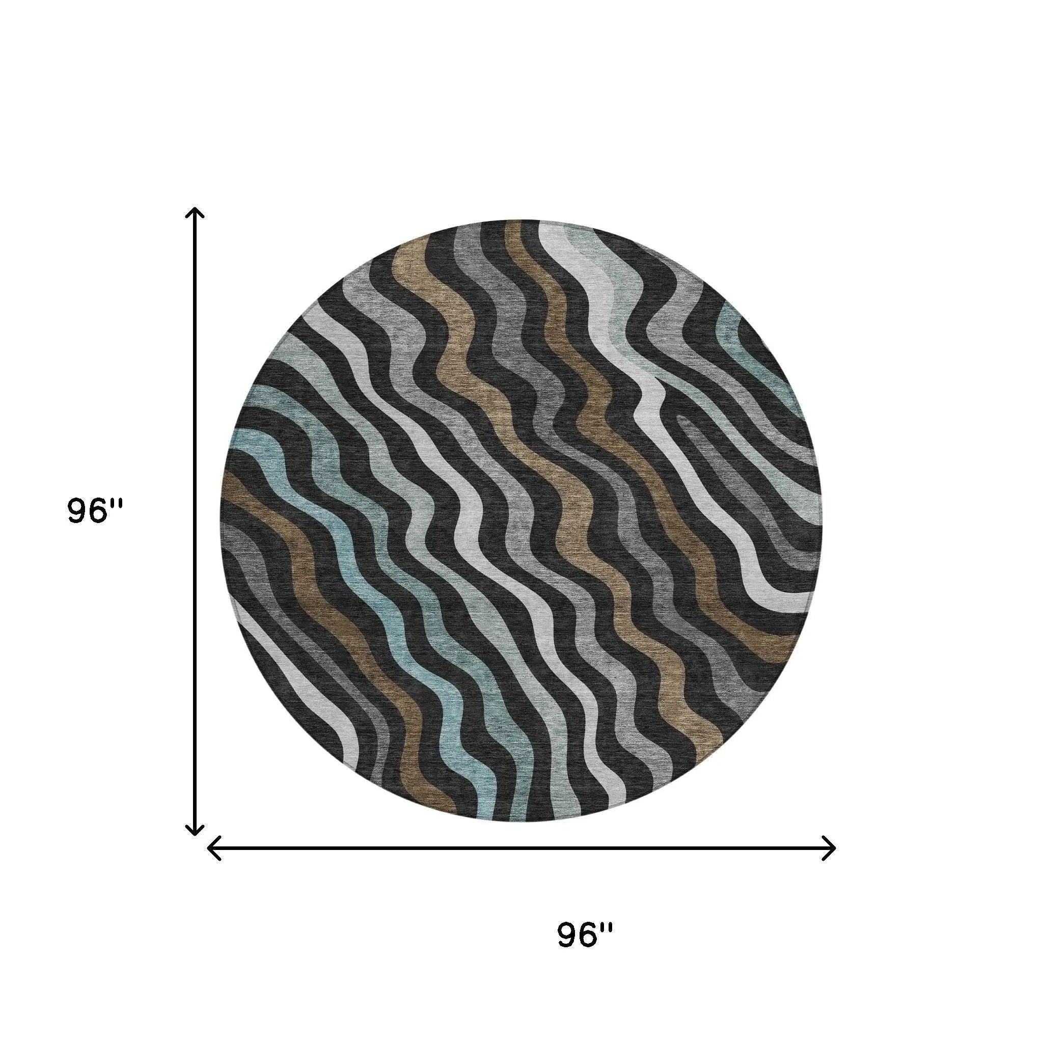 8' X 8' Black And Chocolate Round Abstract Washable Indoor Outdoor Area Rug Homeroots Outdoor