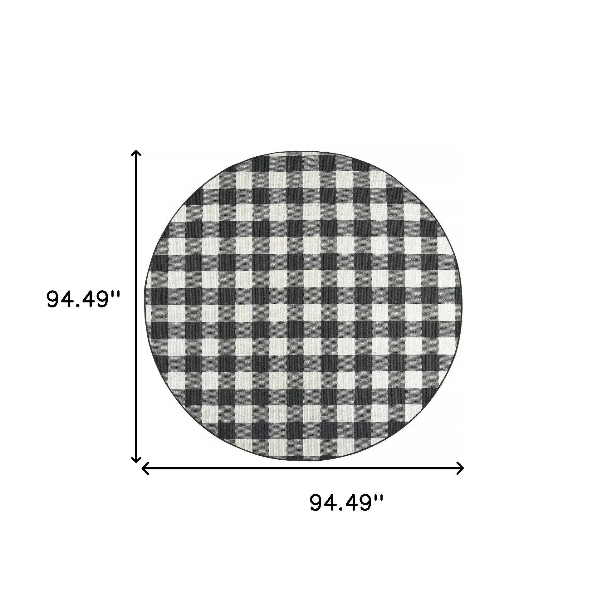 8' X 8' Black And Ivory Round Indoor Outdoor Area Rug Homeroots Outdoor