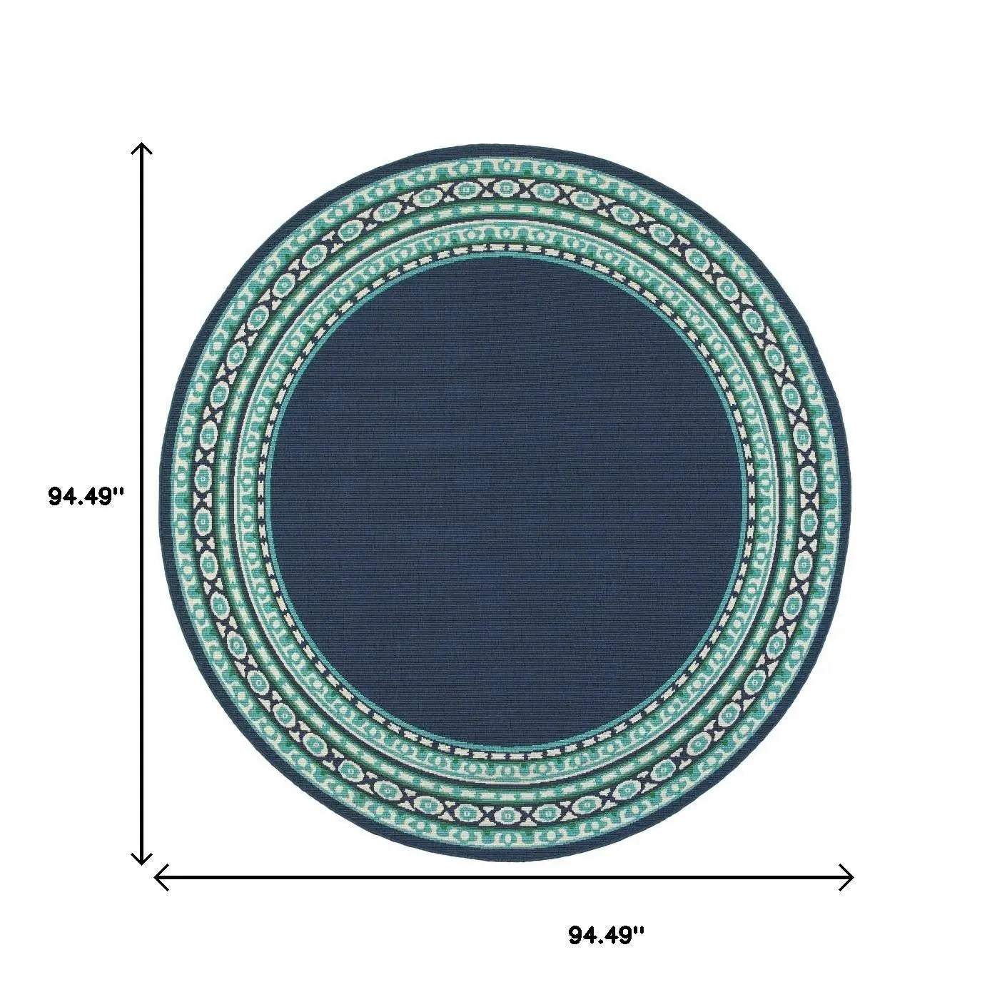 8' X 8' Blue And Green Round Indoor Outdoor Area Rug Homeroots Outdoor