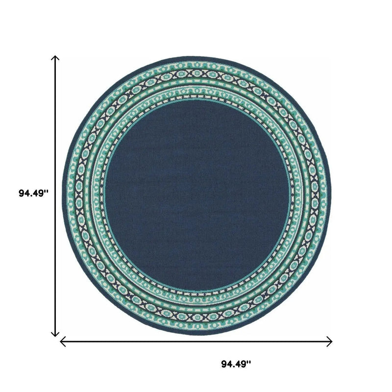 8' X 8' Blue And Green Round Indoor Outdoor Area Rug Homeroots Outdoor