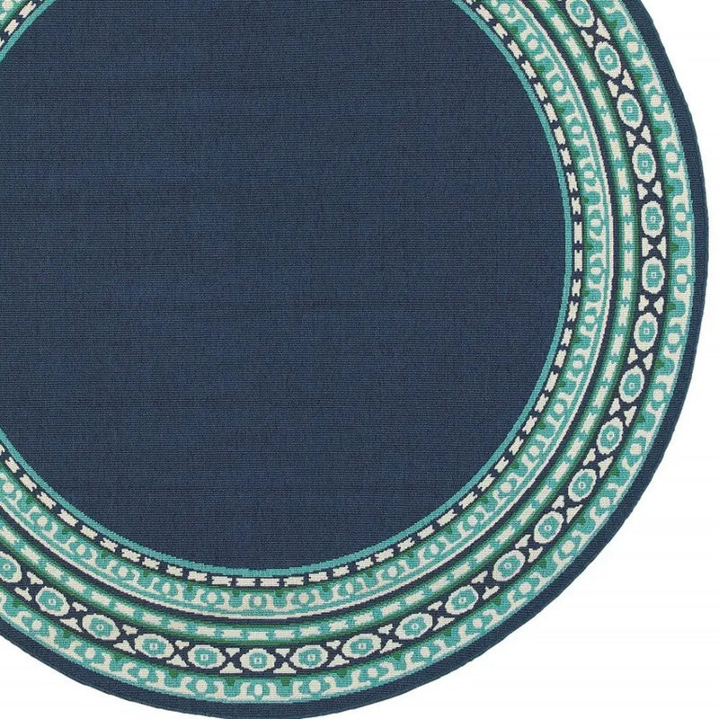 8' X 8' Blue And Green Round Indoor Outdoor Area Rug Homeroots Outdoor
