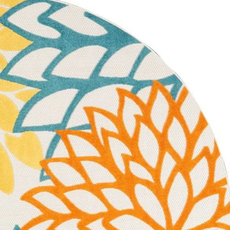 8' X 8' Blue And Ivory Indoor Outdoor Area Rug - GreatEagleInc