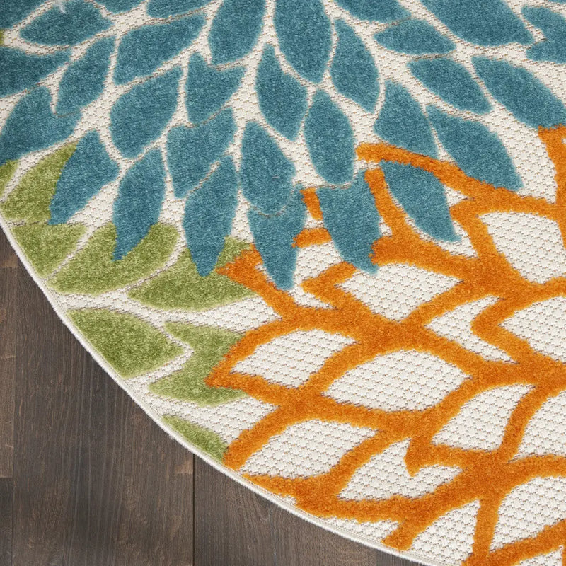 8' X 8' Blue And Ivory Indoor Outdoor Area Rug - GreatEagleInc