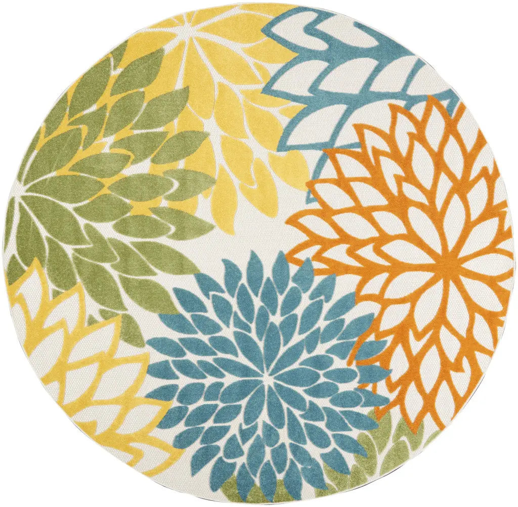 8' X 8' Blue And Ivory Indoor Outdoor Area Rug - GreatEagleInc