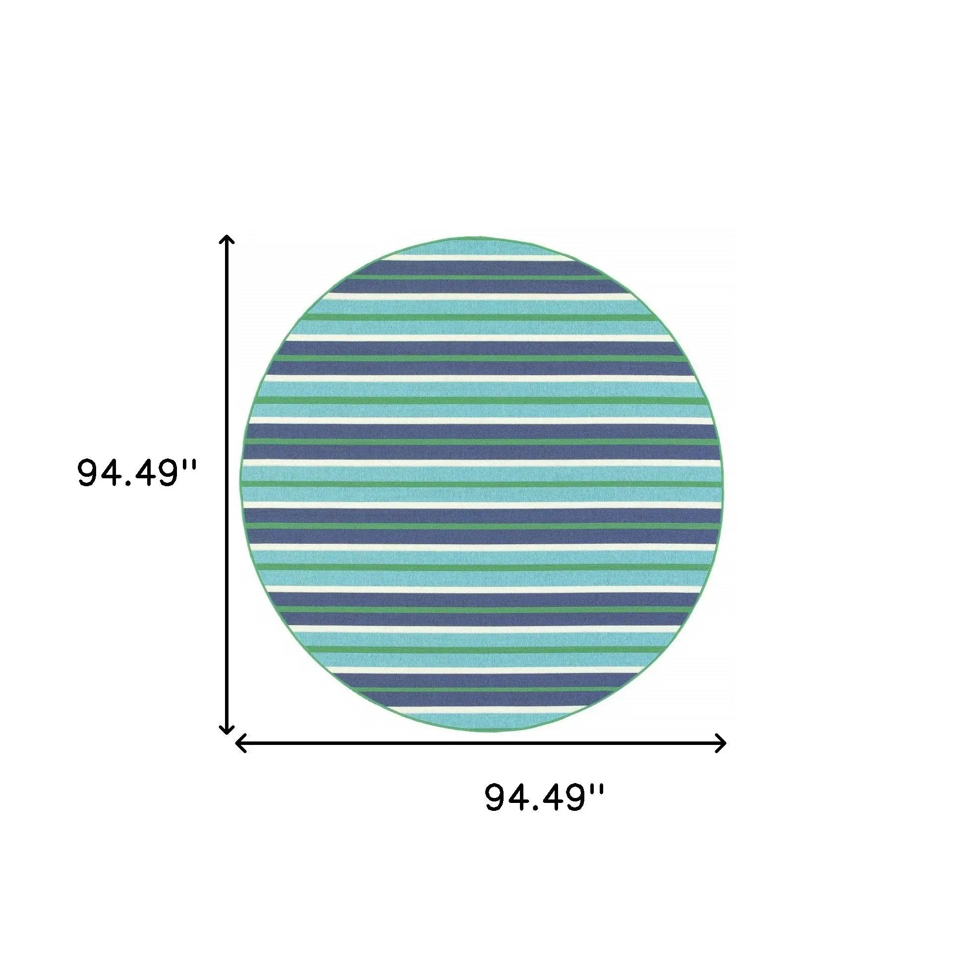 8' X 8' Blue and Green Round Geometric Stain Resistant Indoor Outdoor Area Rug Homeroots Outdoor