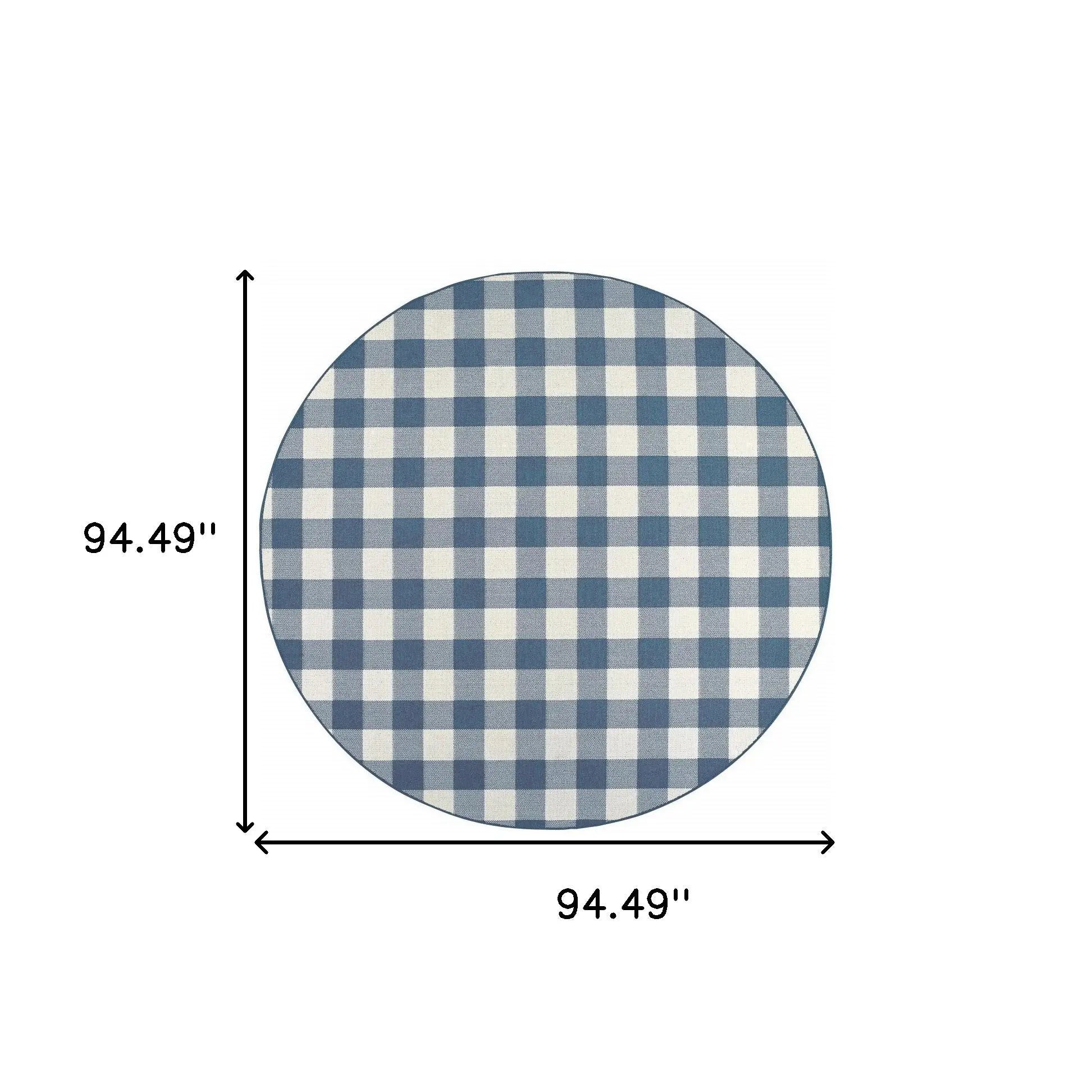 8' X 8' Blue and Ivory Round Geometric Stain Resistant Indoor Outdoor Area Rug Homeroots Outdoor