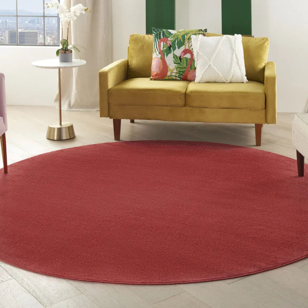 8' X 8' Brick Red Round Indoor Outdoor Area Rug - GreatEagleInc