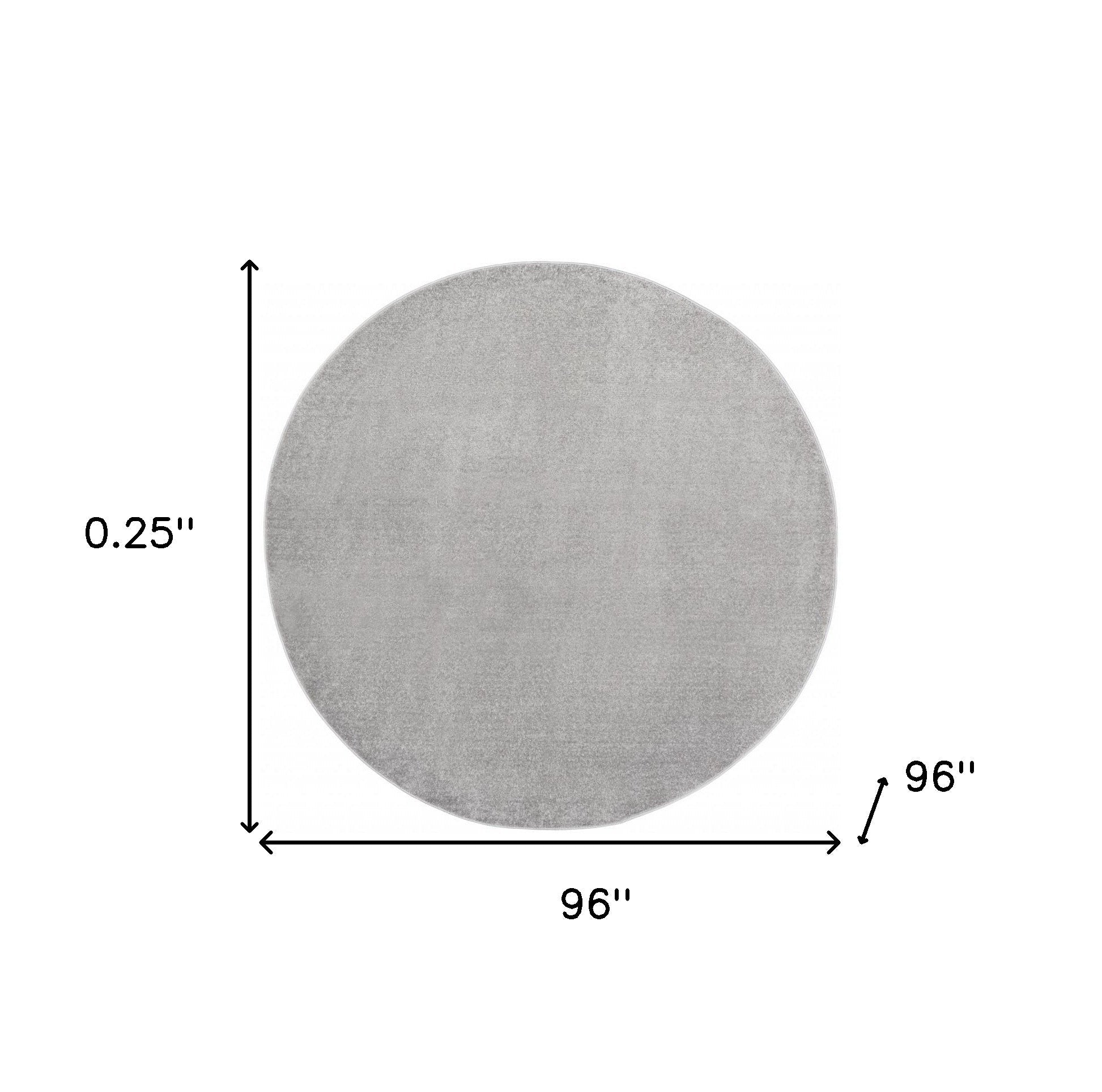 8' X 8' Gray Round Indoor Outdoor Area Rug - GreatEagleInc