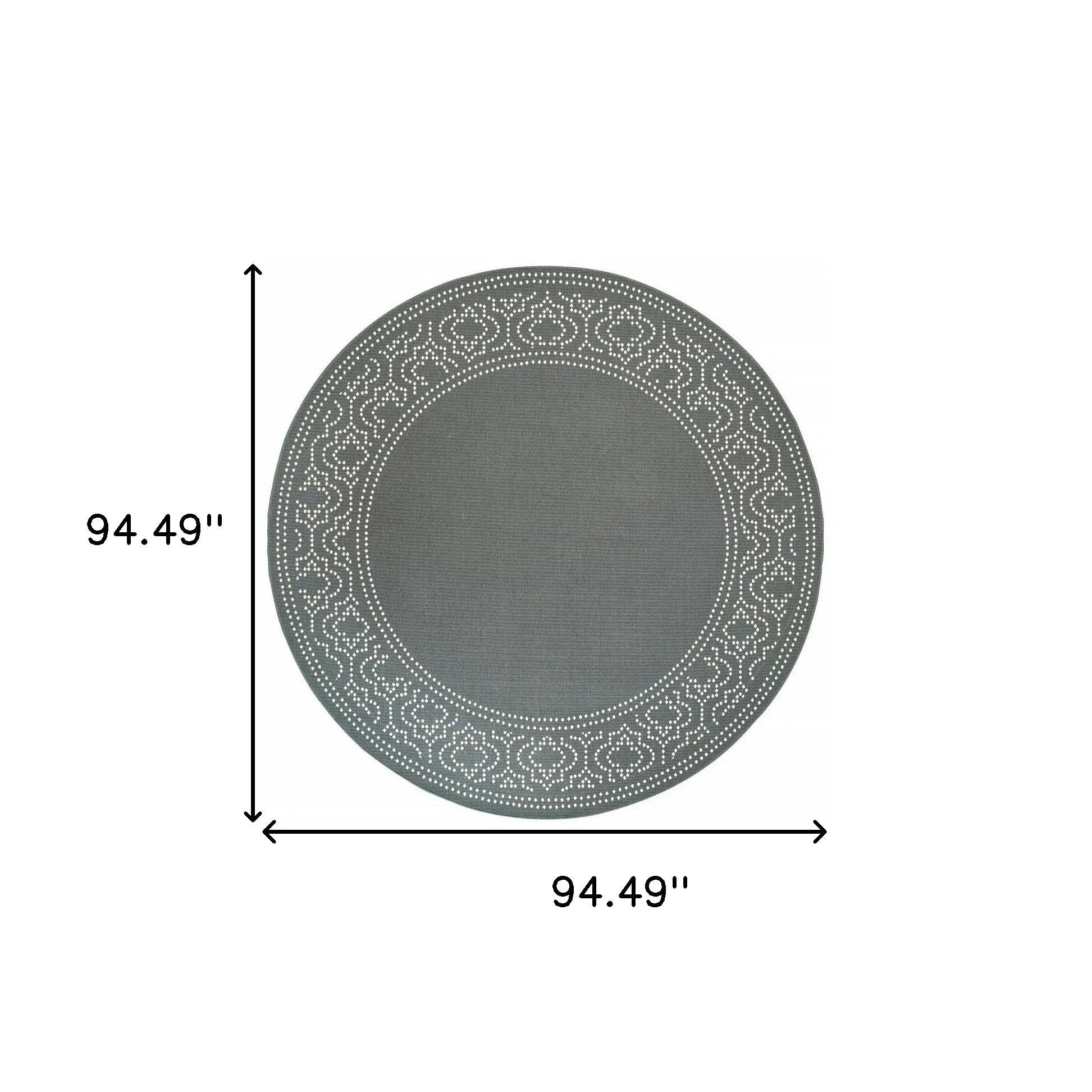 8' X 8' Gray and Ivory Round Stain Resistant Indoor Outdoor Area Rug Homeroots Outdoor