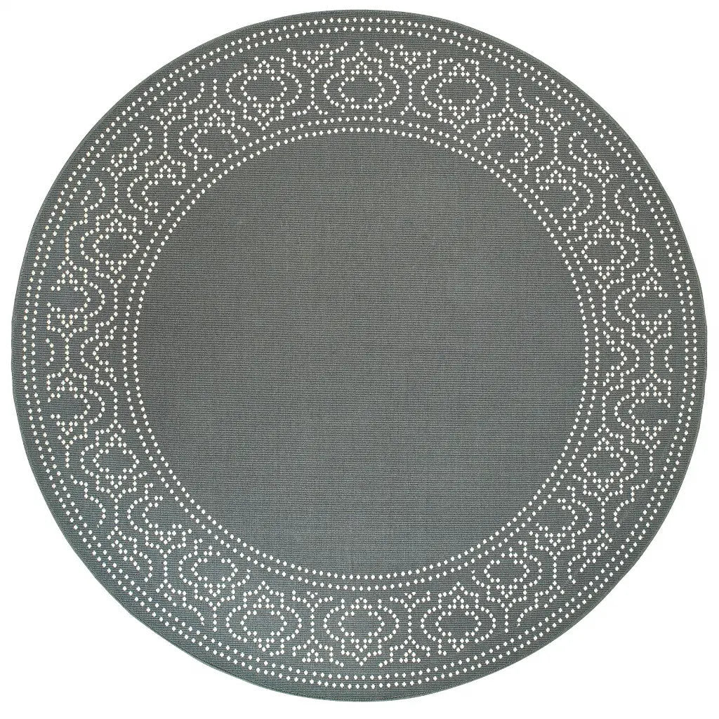 8' X 8' Gray and Ivory Round Stain Resistant Indoor Outdoor Area Rug Homeroots Outdoor