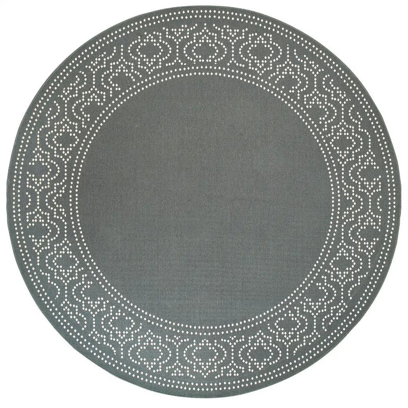 8' X 8' Gray and Ivory Round Stain Resistant Indoor Outdoor Area Rug Homeroots Outdoor