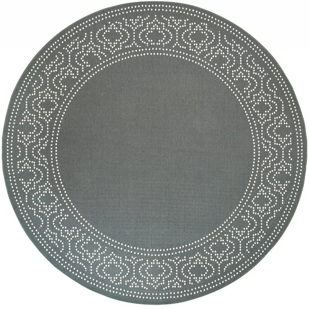 8' X 8' Gray and Ivory Round Stain Resistant Indoor Outdoor Area Rug Homeroots Outdoor