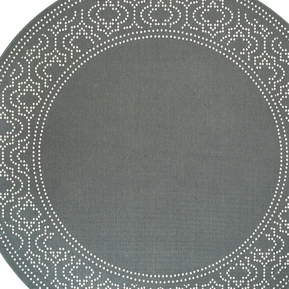 8' X 8' Gray and Ivory Round Stain Resistant Indoor Outdoor Area Rug Homeroots Outdoor