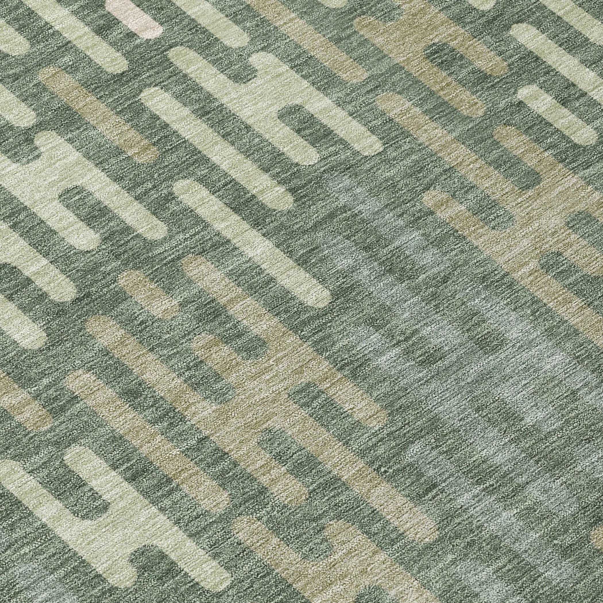 8' X 8' Green And Ivory Round Abstract Washable Indoor Outdoor Area Rug Homeroots Outdoor