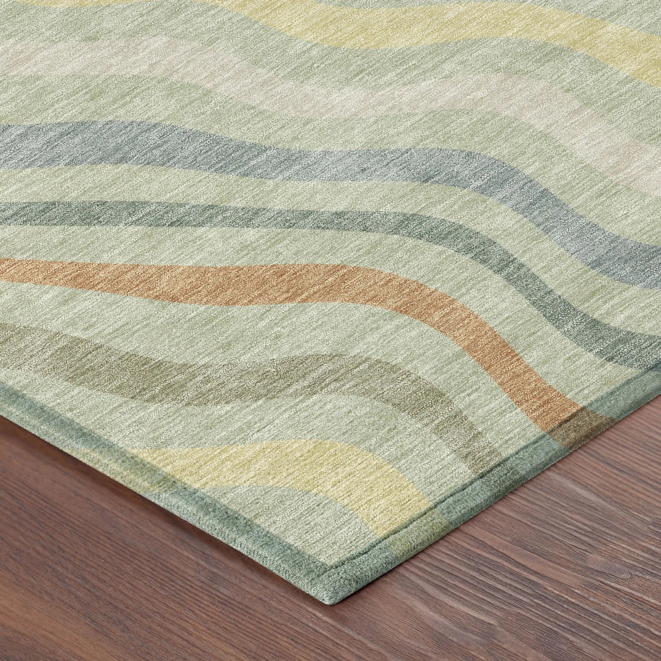 8' X 8' Green And Taupe Round Abstract Washable Indoor Outdoor Area Rug Homeroots Outdoor