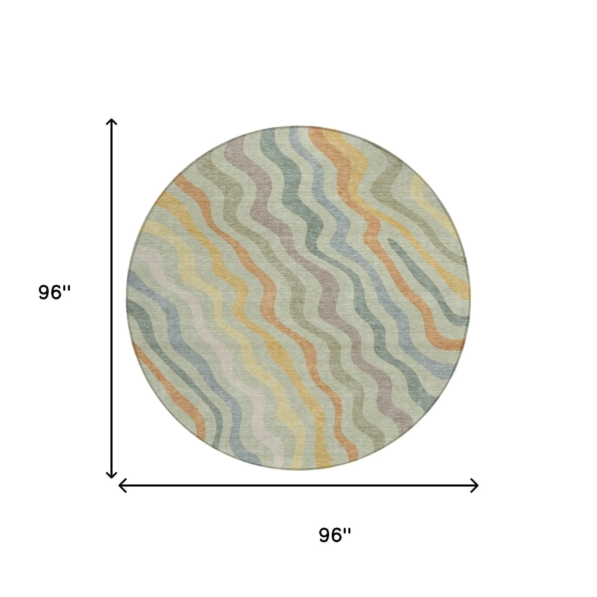 8' X 8' Green And Taupe Round Abstract Washable Indoor Outdoor Area Rug Homeroots Outdoor