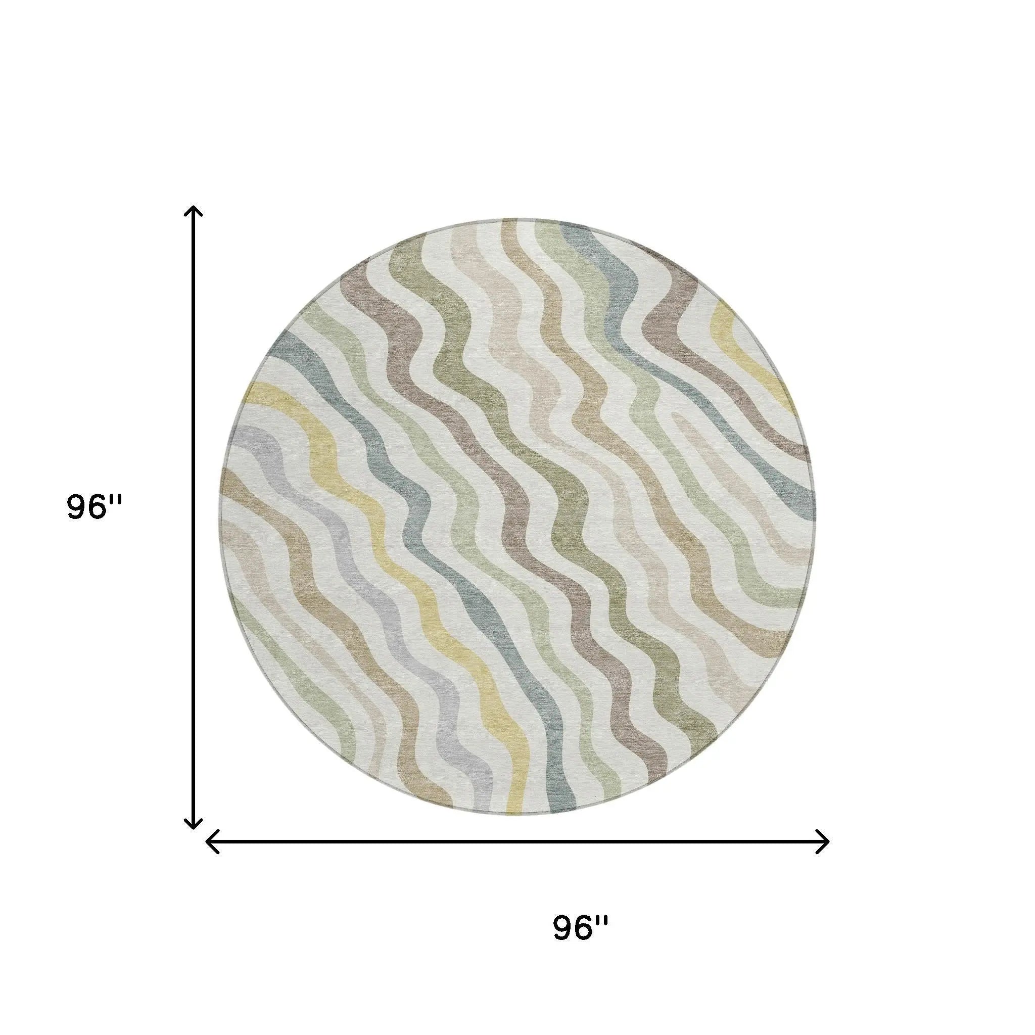 8' X 8' Ivory And Beige Round Abstract Washable Indoor Outdoor Area Rug Homeroots Outdoor