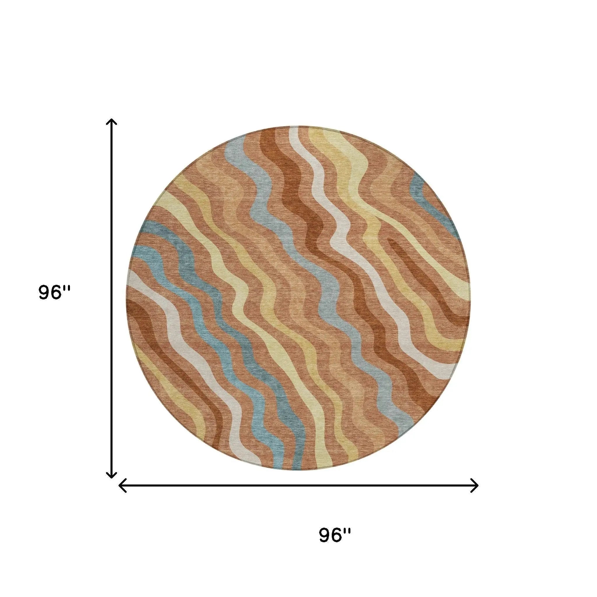 8' X 8' Orange And Copper Round Abstract Washable Indoor Outdoor Area Rug Homeroots Outdoor