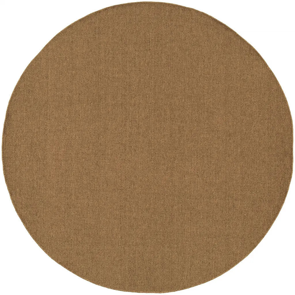 8' X 8' Tan Round Stain Resistant Indoor Outdoor Power Loomed Area Rug Homeroots Outdoor