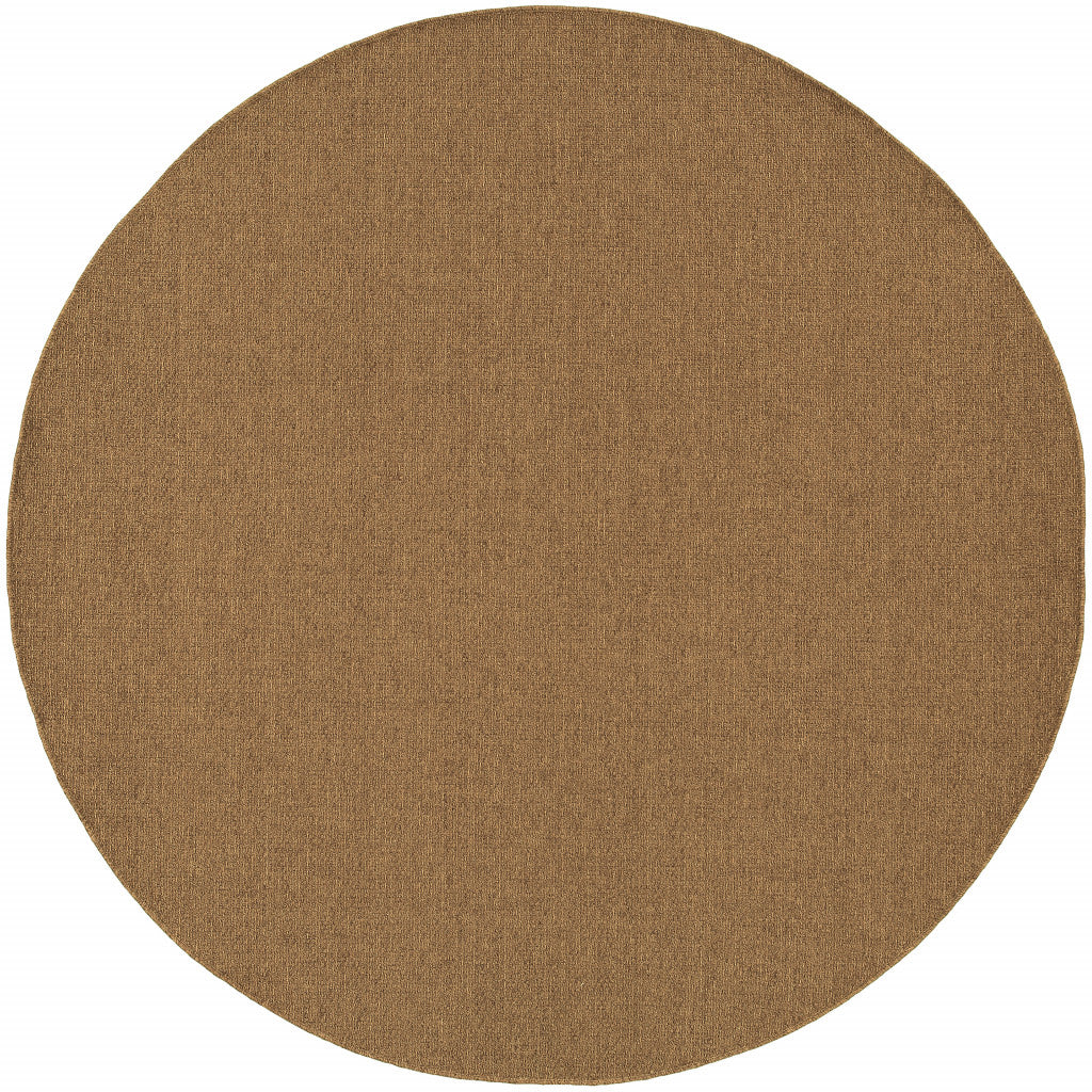 8' X 8' Tan Round Stain Resistant Indoor Outdoor Power Loomed Area Rug Homeroots Outdoor