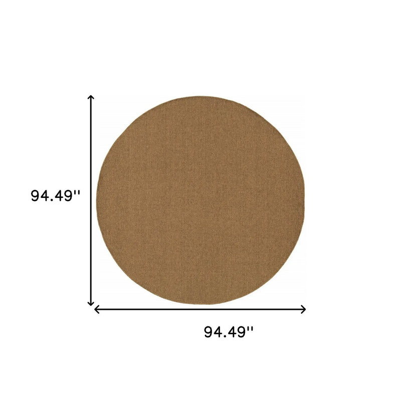 8' X 8' Tan Round Stain Resistant Indoor Outdoor Power Loomed Area Rug Homeroots Outdoor