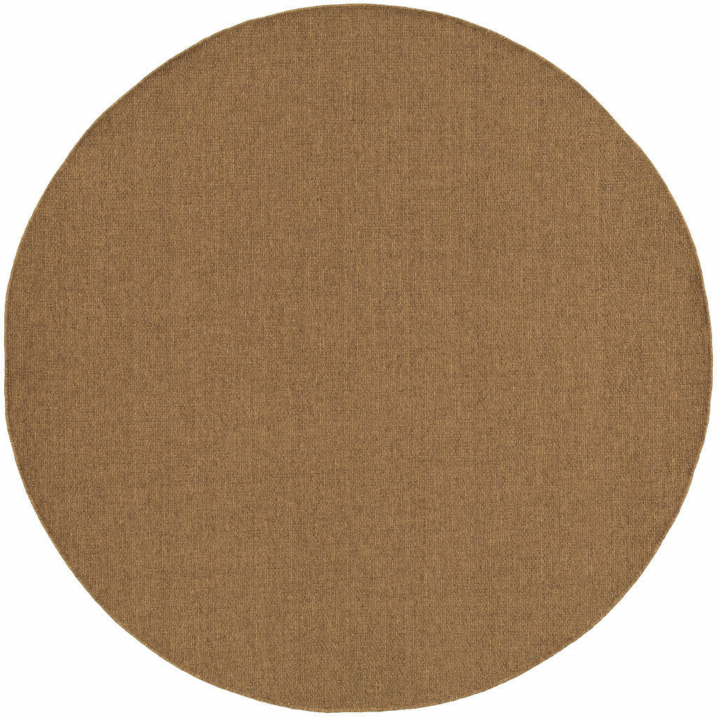 8' X 8' Tan Round Stain Resistant Indoor Outdoor Power Loomed Area Rug Homeroots Outdoor