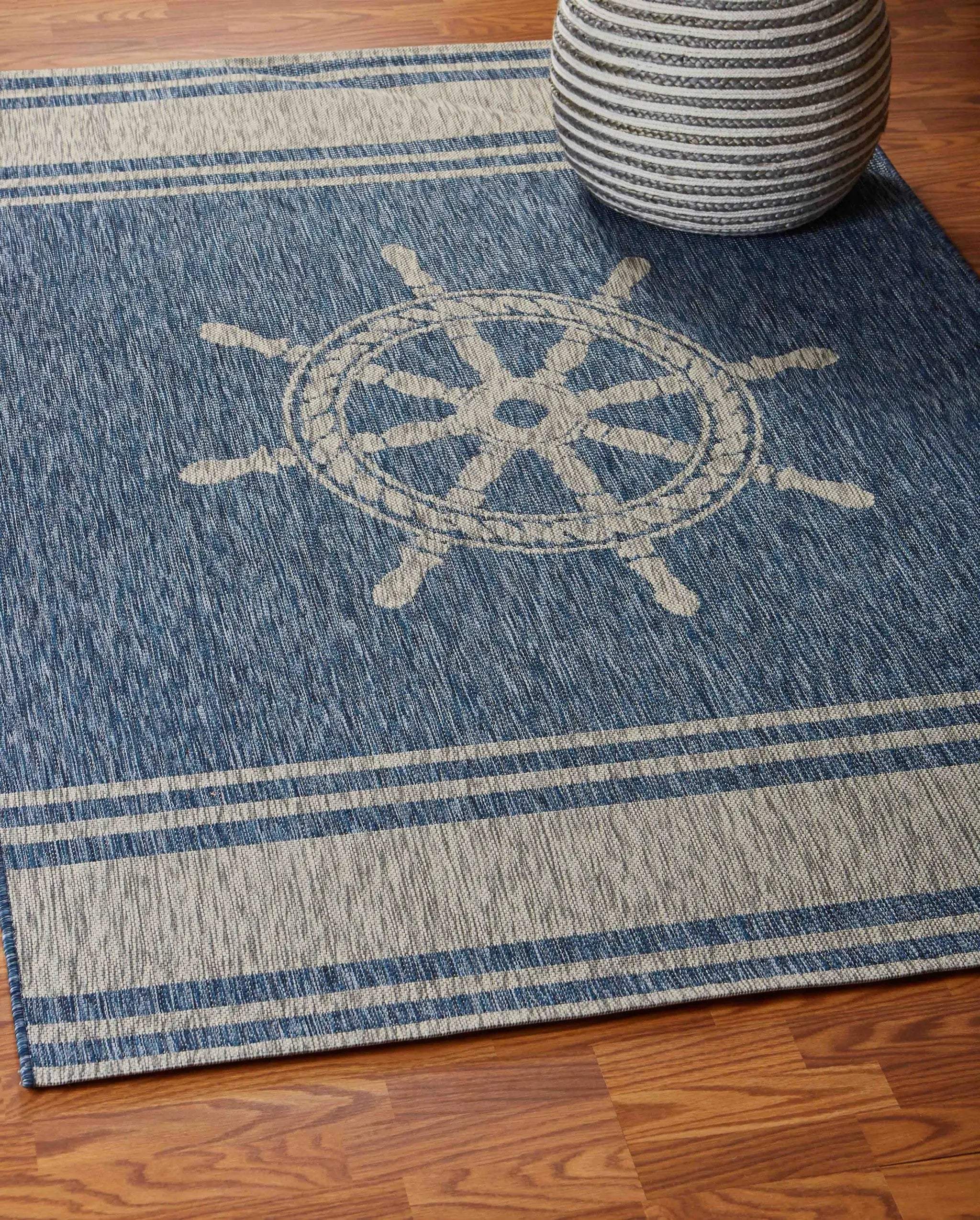 8' X 9' Blue And Gray Indoor Outdoor Area Rug Homeroots Outdoor