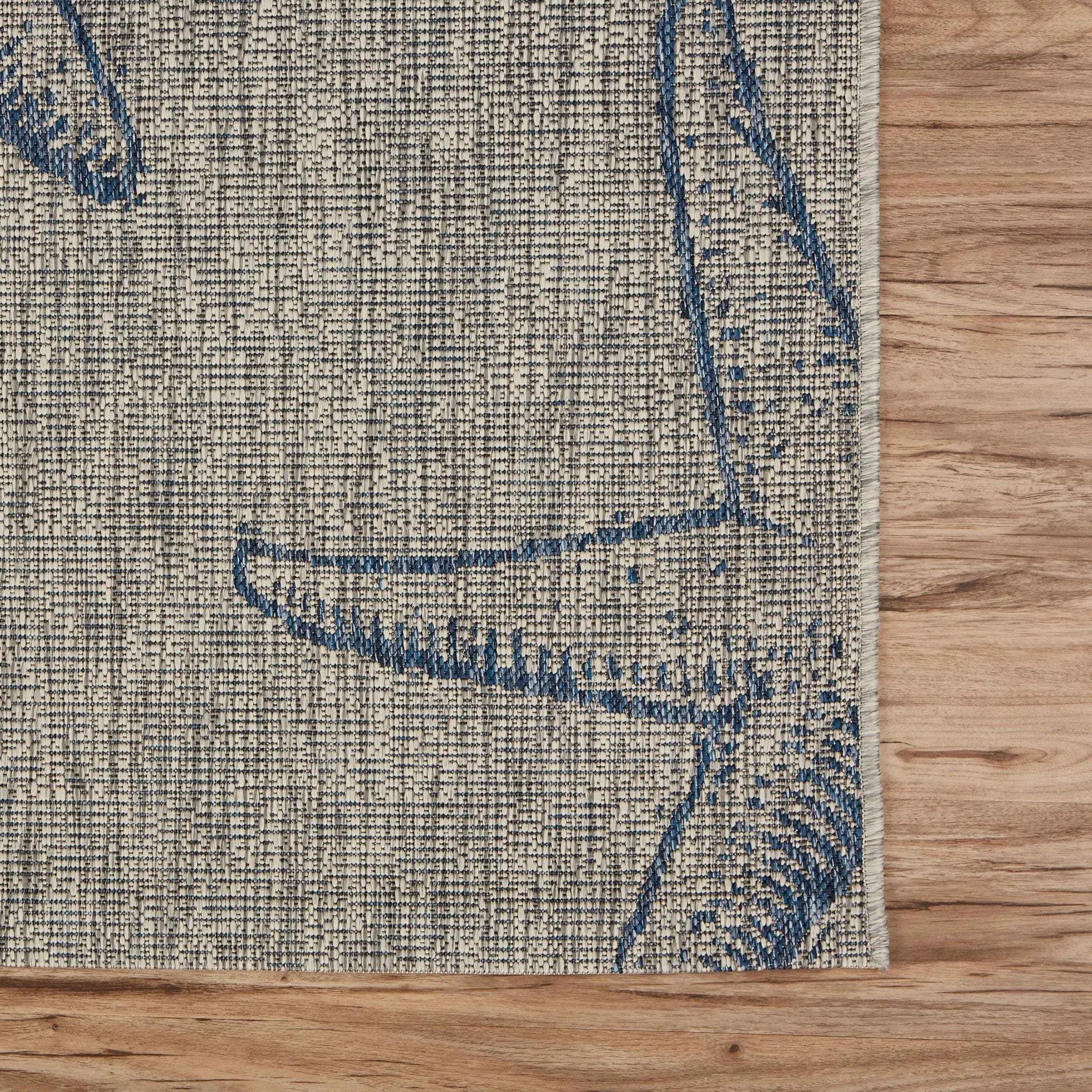 8' X 9' Blue And Gray Starfish Indoor Outdoor Area Rug Homeroots Outdoor