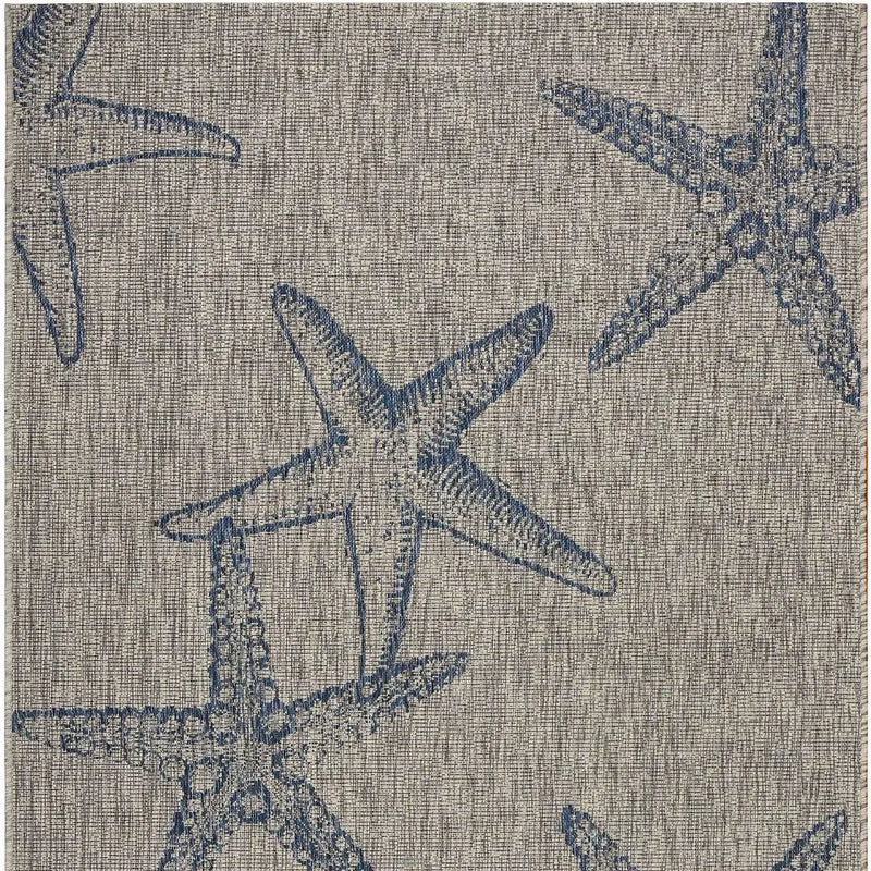 8' X 9' Blue And Gray Starfish Indoor Outdoor Area Rug Homeroots Outdoor