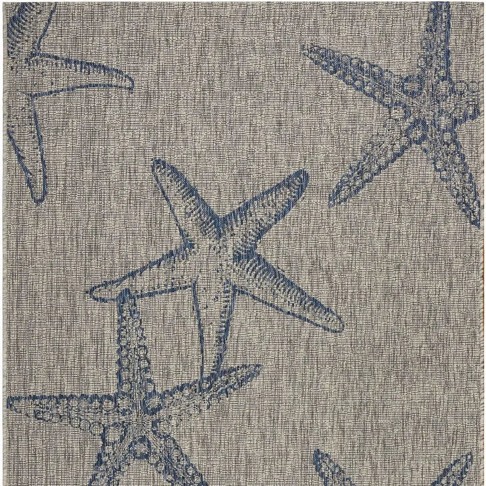 8' X 9' Blue And Gray Starfish Indoor Outdoor Area Rug Homeroots Outdoor